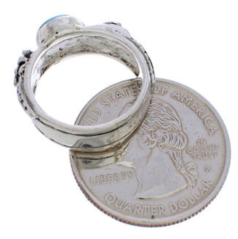 Sterling Silver Turquoise Southwestern Flower Ring Size 5 TX26899